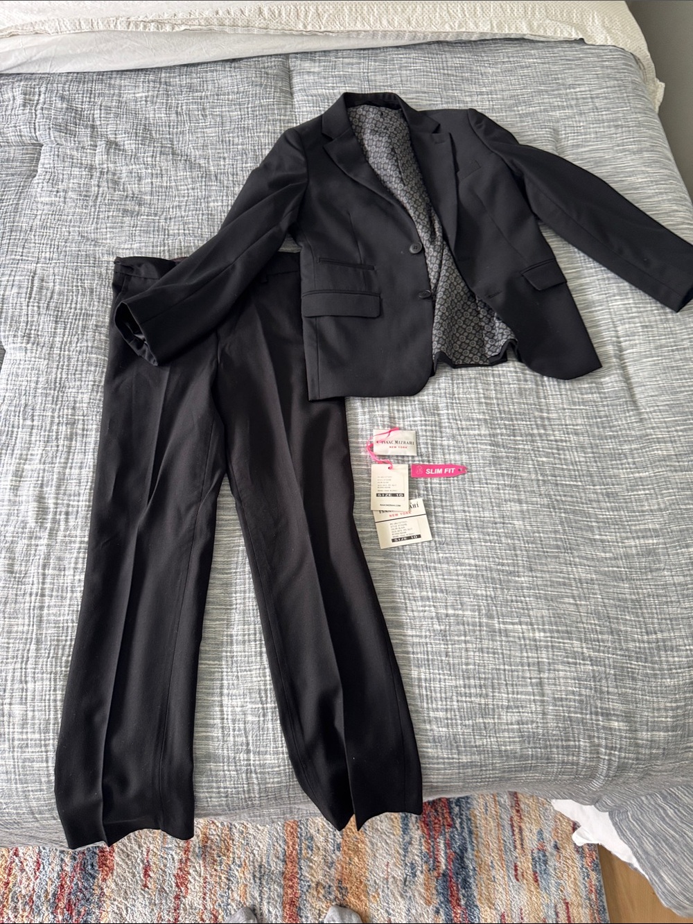 Boy’s Black Two-Piece Suit Jacket & Pants - Slim Fit size 10
